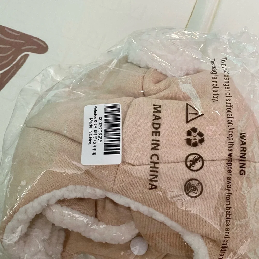Paladoo Baby Mittens and Hat Sherpa Lined Fleece for Winter 0-6 mo NWT Organic